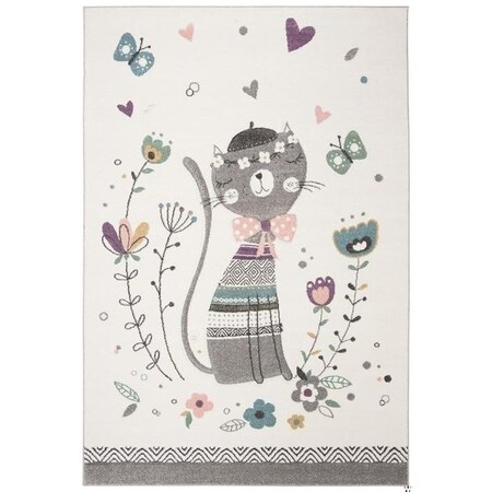 Safavieh 4 x 6 ft. Carousel Kids Rectangle Power Loomed Area RugIvory & Pink CRK187A-4